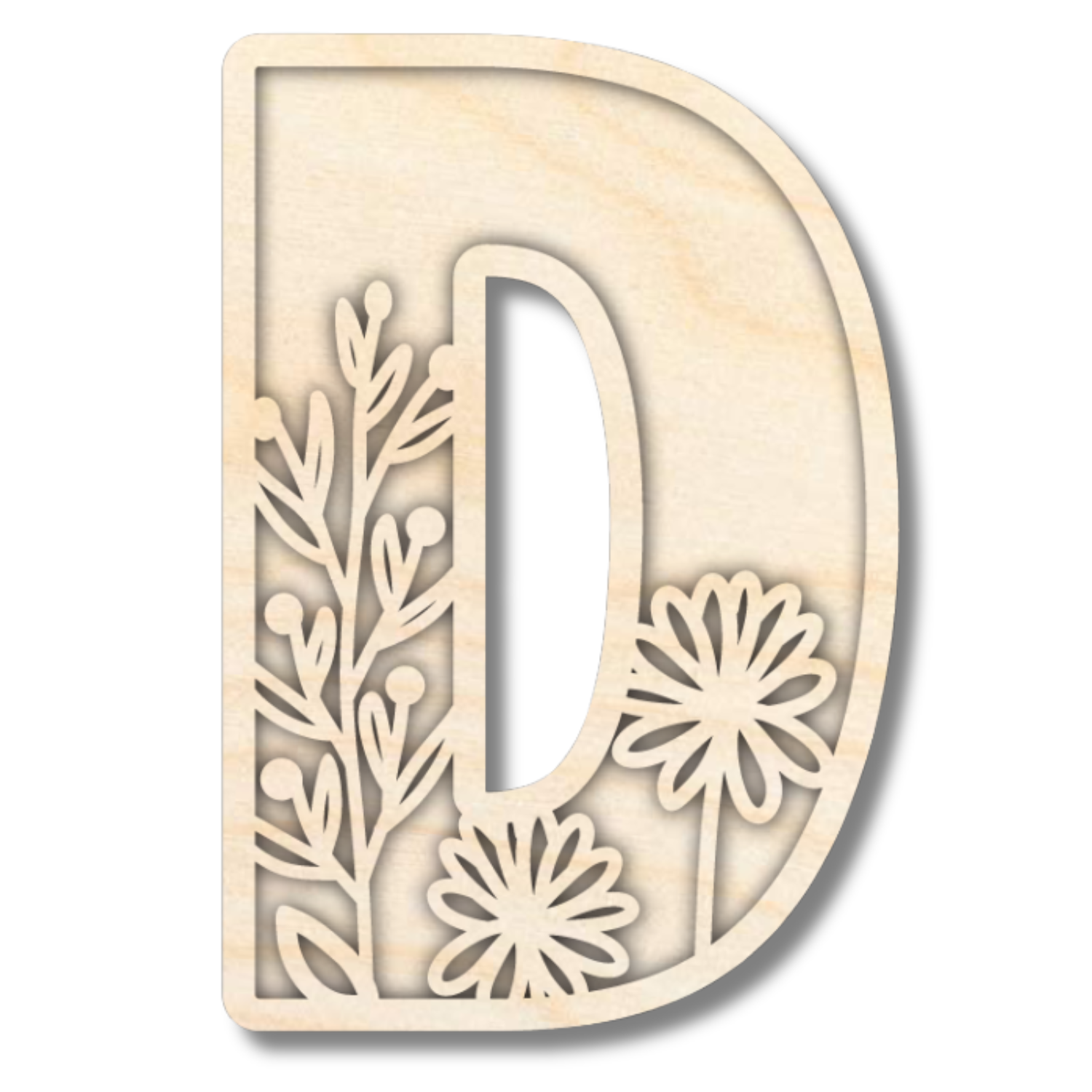 Unfinished Wood Layered Themed Letters | Wild Flowers | A-Z | 2 Piece | up to 24"