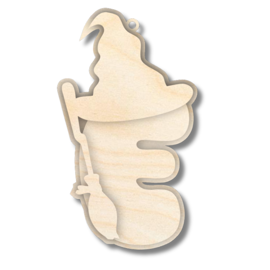 Unfinished Wood Layered Letter Halloween Witch Tags | A-Z | 3 Piece | 6" Tall | 1/8" Wood | Wood Craft DIY