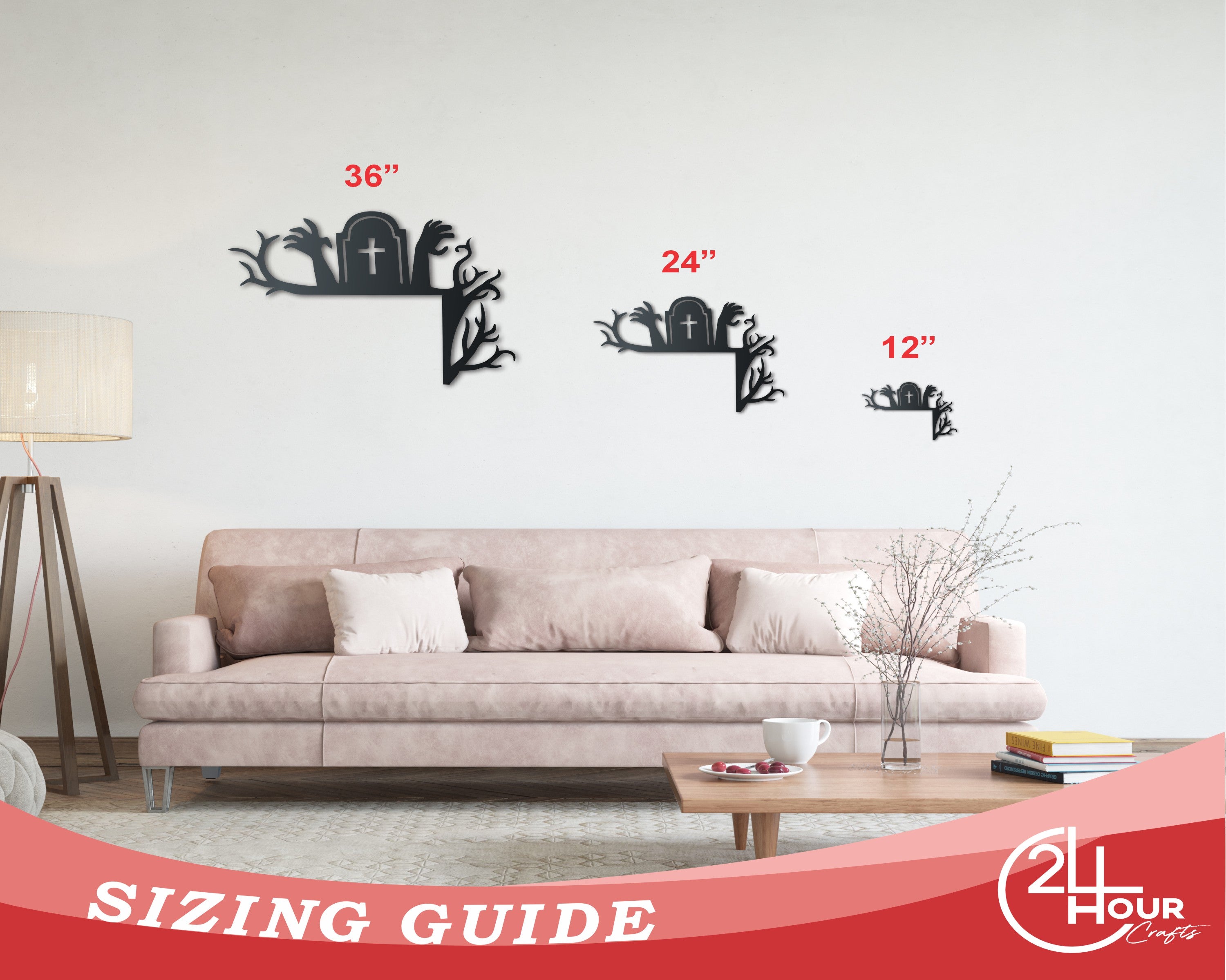 Metal Zombie Corner Wall Art | Indoor Outdoor | Up to 46" | Over 20 Color Options