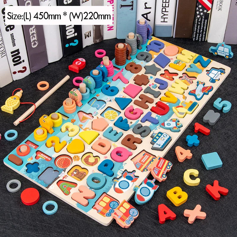 Montessori Math Toys for Toddlers – Wooden Counting & Fishing Game