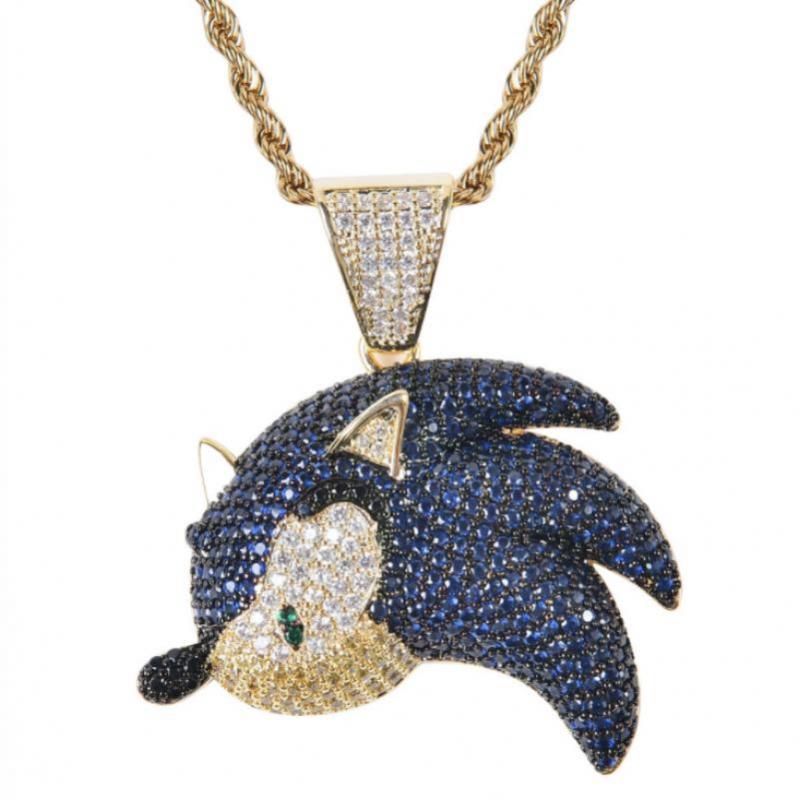 Hip Hop Fierce Shark Inlaid Zircon Pendant Charm Trend Necklace