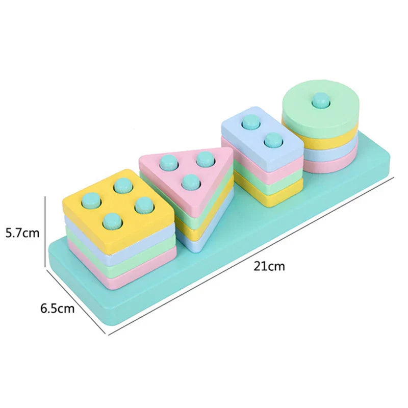 Montessori Wooden Building Blocks – Educational Color & Shape Toy
