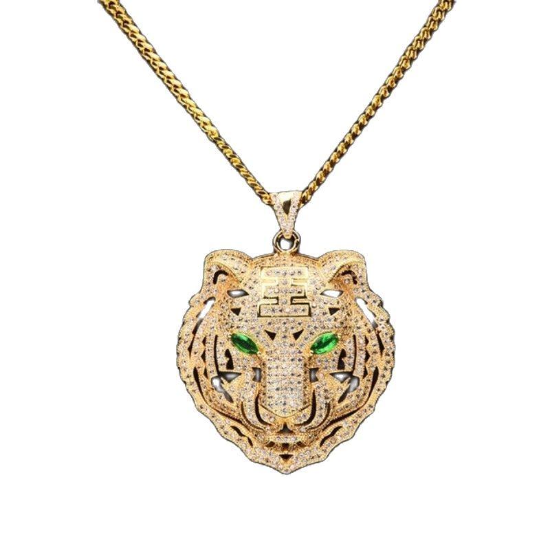 Hip Hop Fierce Shark Inlaid Zircon Pendant Charm Trend Necklace