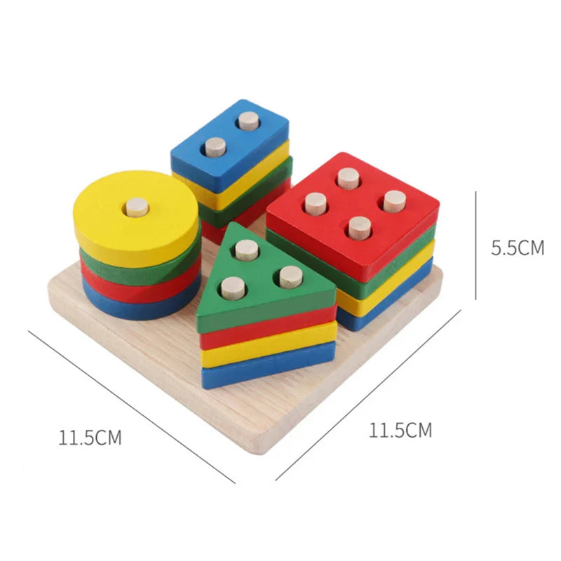 Montessori Wooden Building Blocks – Educational Color & Shape Toy