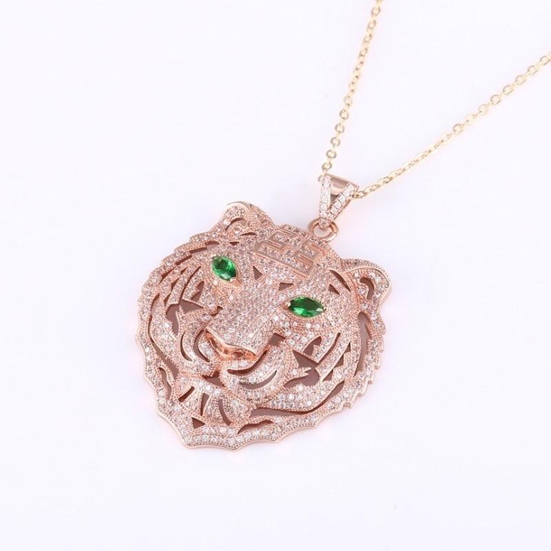 Hip Hop Fierce Shark Inlaid Zircon Pendant Charm Trend Necklace