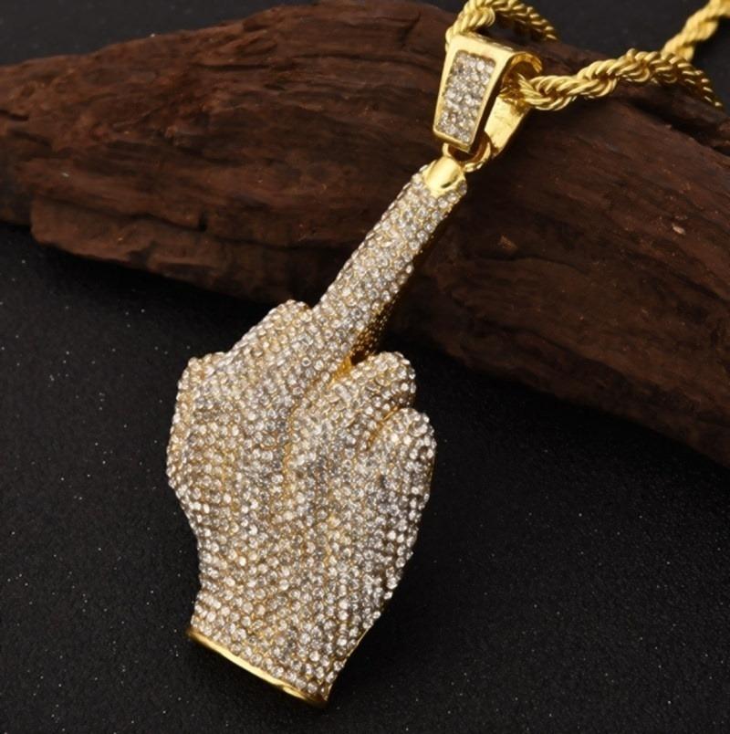 Hip Hop Fierce Shark Inlaid Zircon Pendant Charm Trend Necklace