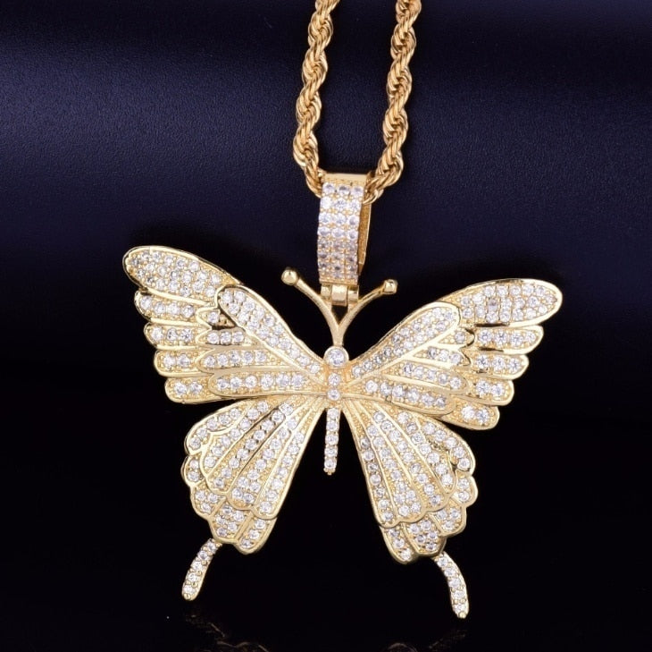 Hip Hop Fierce Shark Inlaid Zircon Pendant Charm Trend Necklace