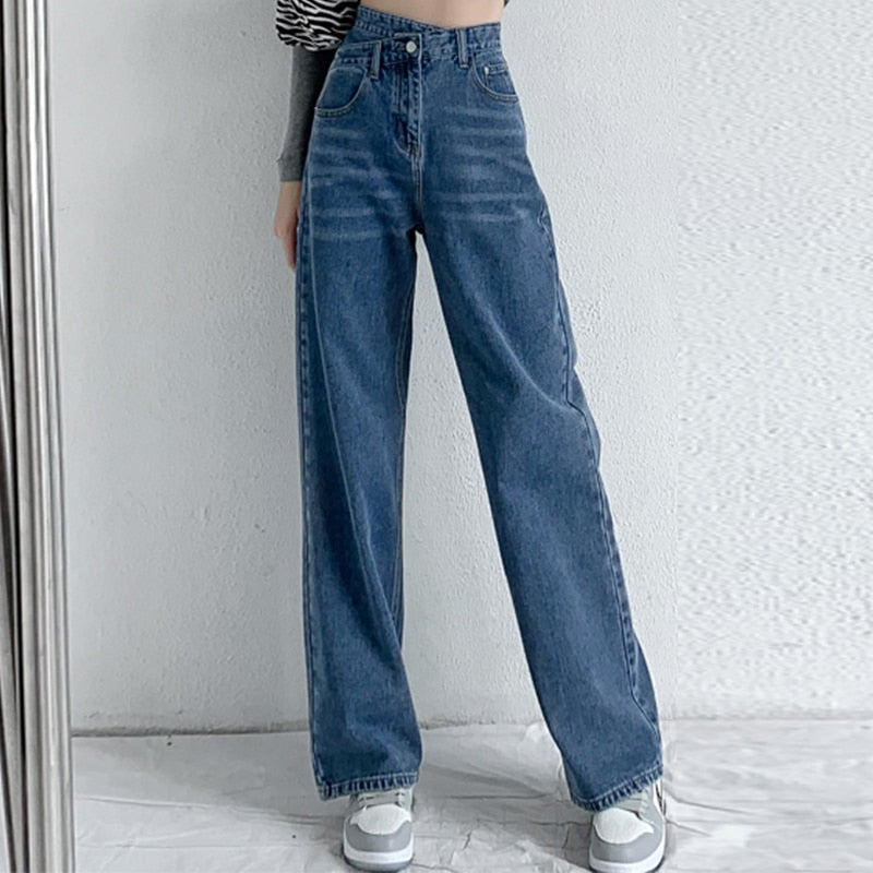 Jeans Women Wide Leg Pants Mom Femme High Waist Woman Trousers