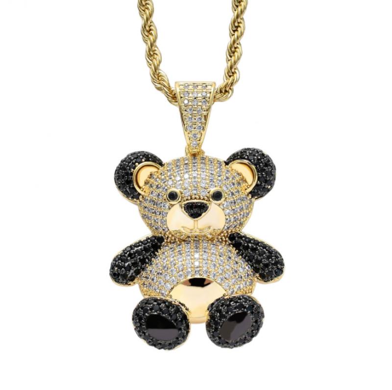 Hip Hop Fierce Shark Inlaid Zircon Pendant Charm Trend Necklace