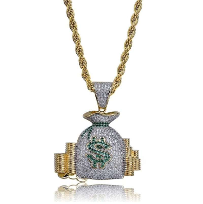 Hip Hop Fierce Shark Inlaid Zircon Pendant Charm Trend Necklace