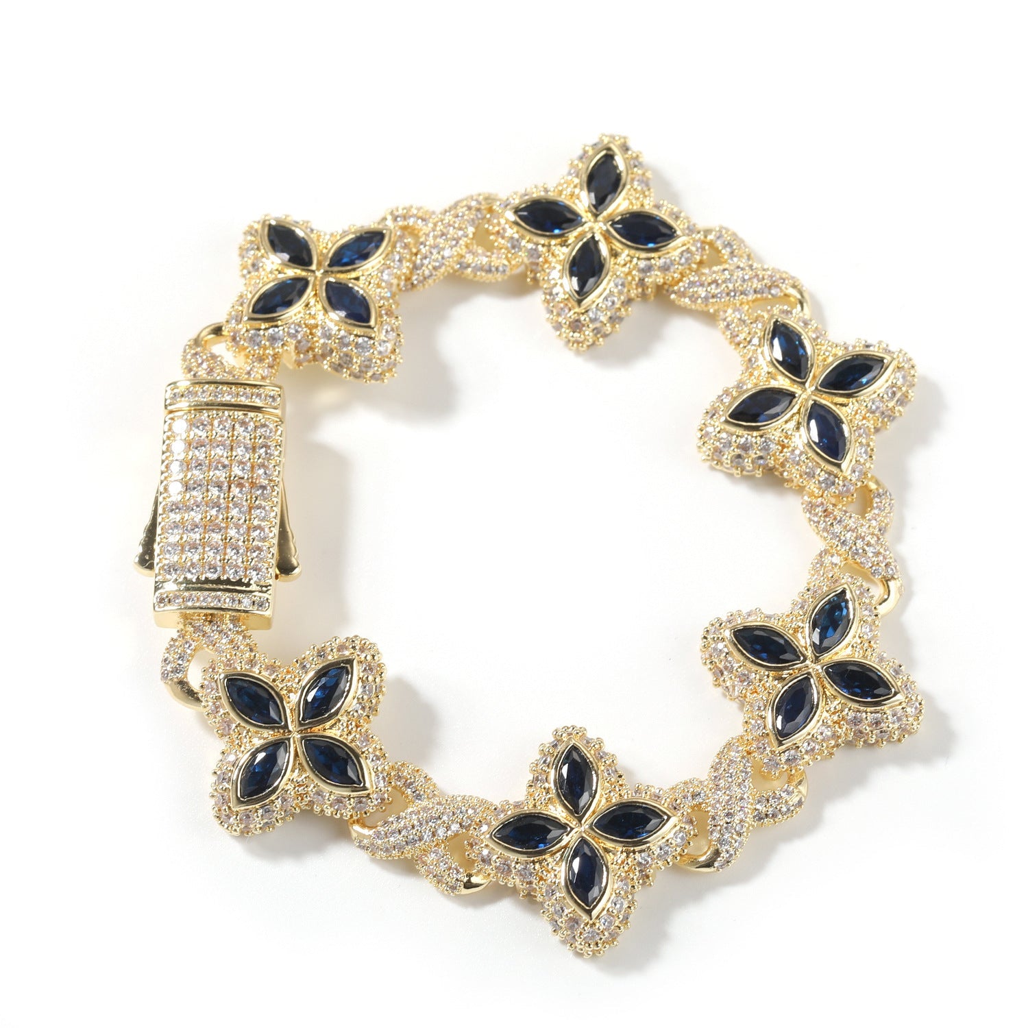 Hip-hop zircon colored infinite four-leaf clover bracelet