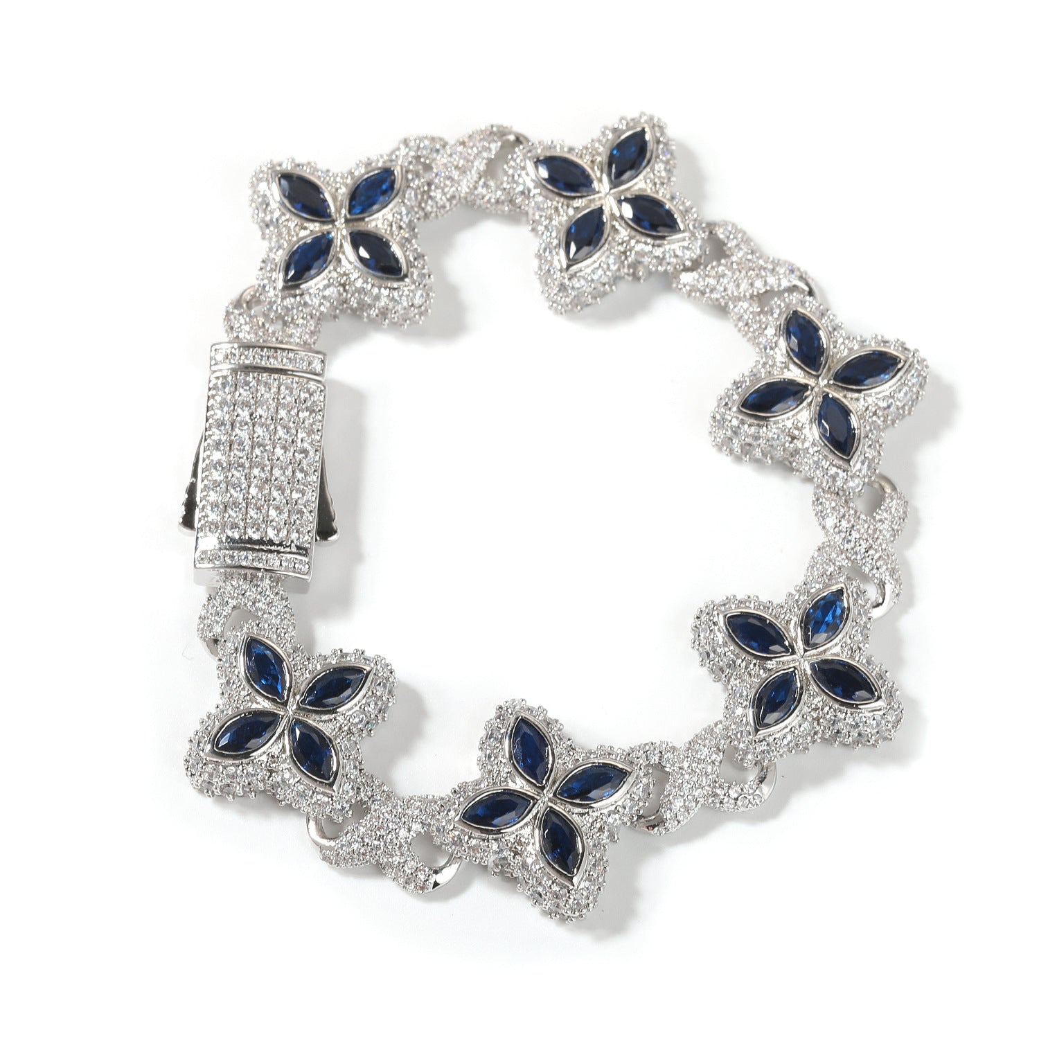 Hip-hop zircon colored infinite four-leaf clover bracelet
