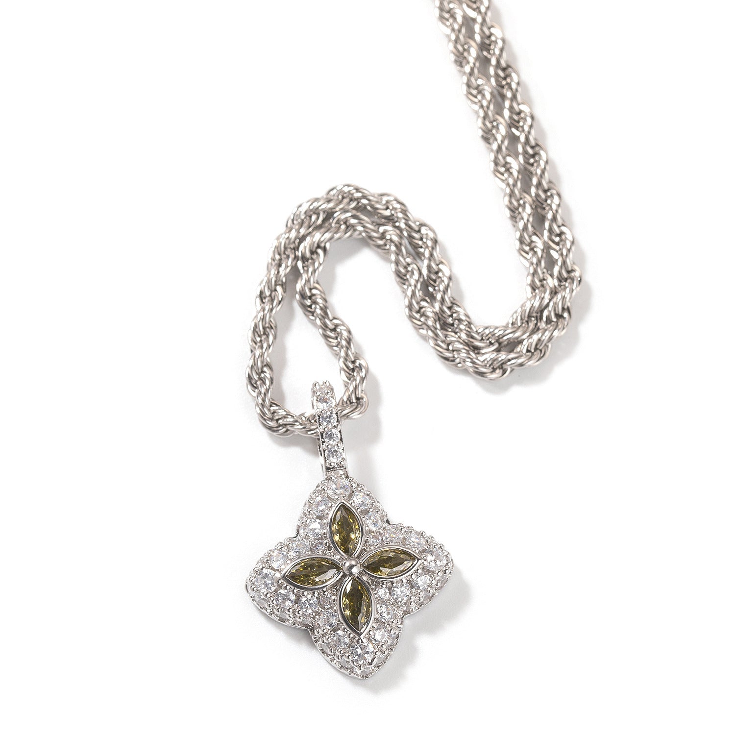 Cubic Zirconia Colorful Four-Leaf Clover Pendant