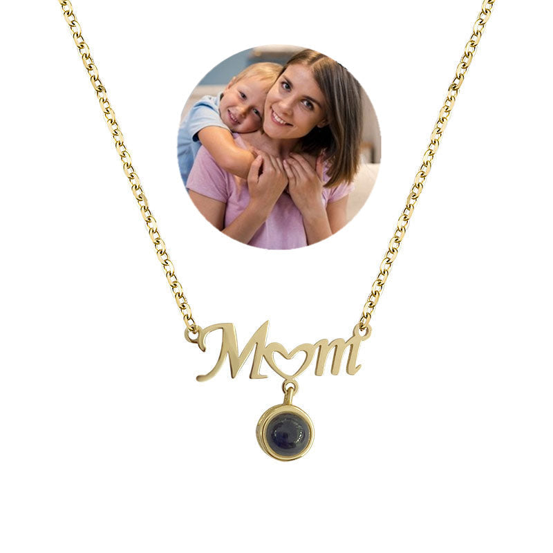 I love you love heart mom mother's Day projection Necklace