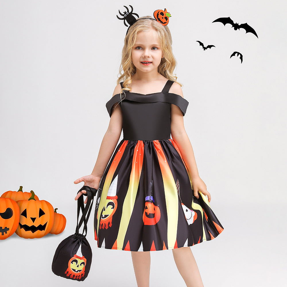 Halloween children's witch performance dress