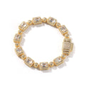 Copper inlaid pink zircon hip-hop bracelet