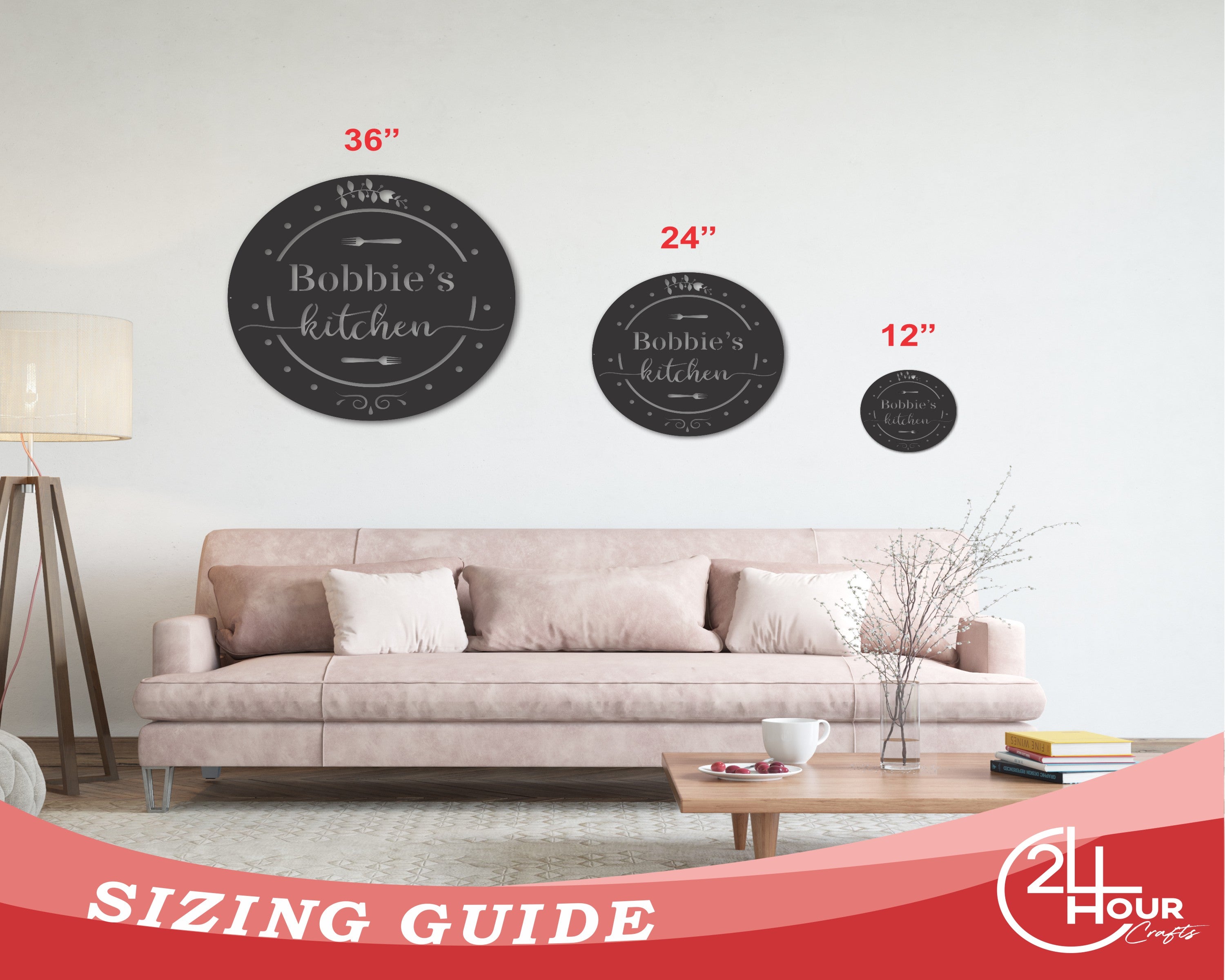 Custom Round Metal Kitchen Sign | Round Kitchen Wall Decor | Custom Kitchen Wall Sign | 15 Color Options