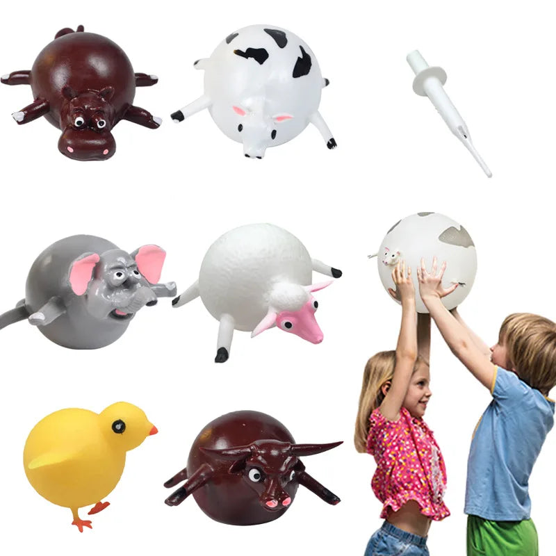 3PCS Inflatable Dinosaur Squeeze Vent Ball Fidget Toy Set