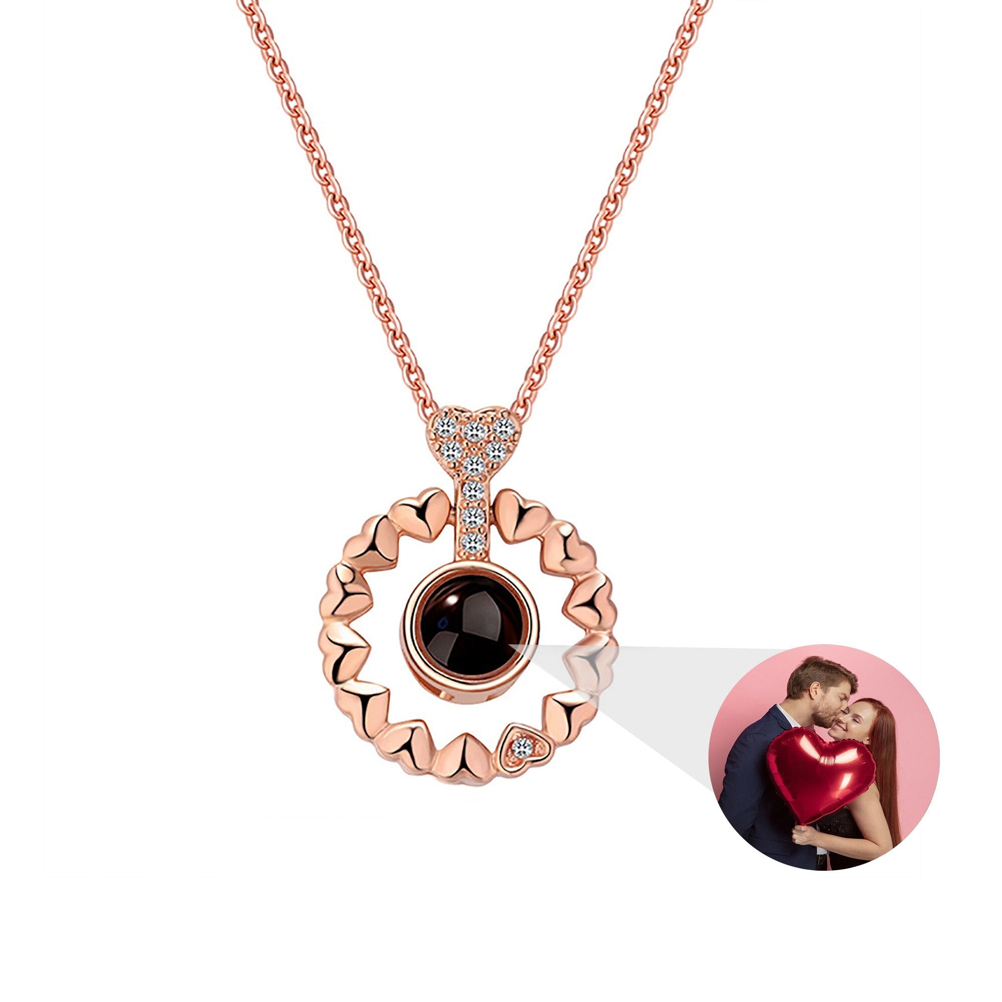 Love projection necklace with customizable photos Necklace Heart Pendant