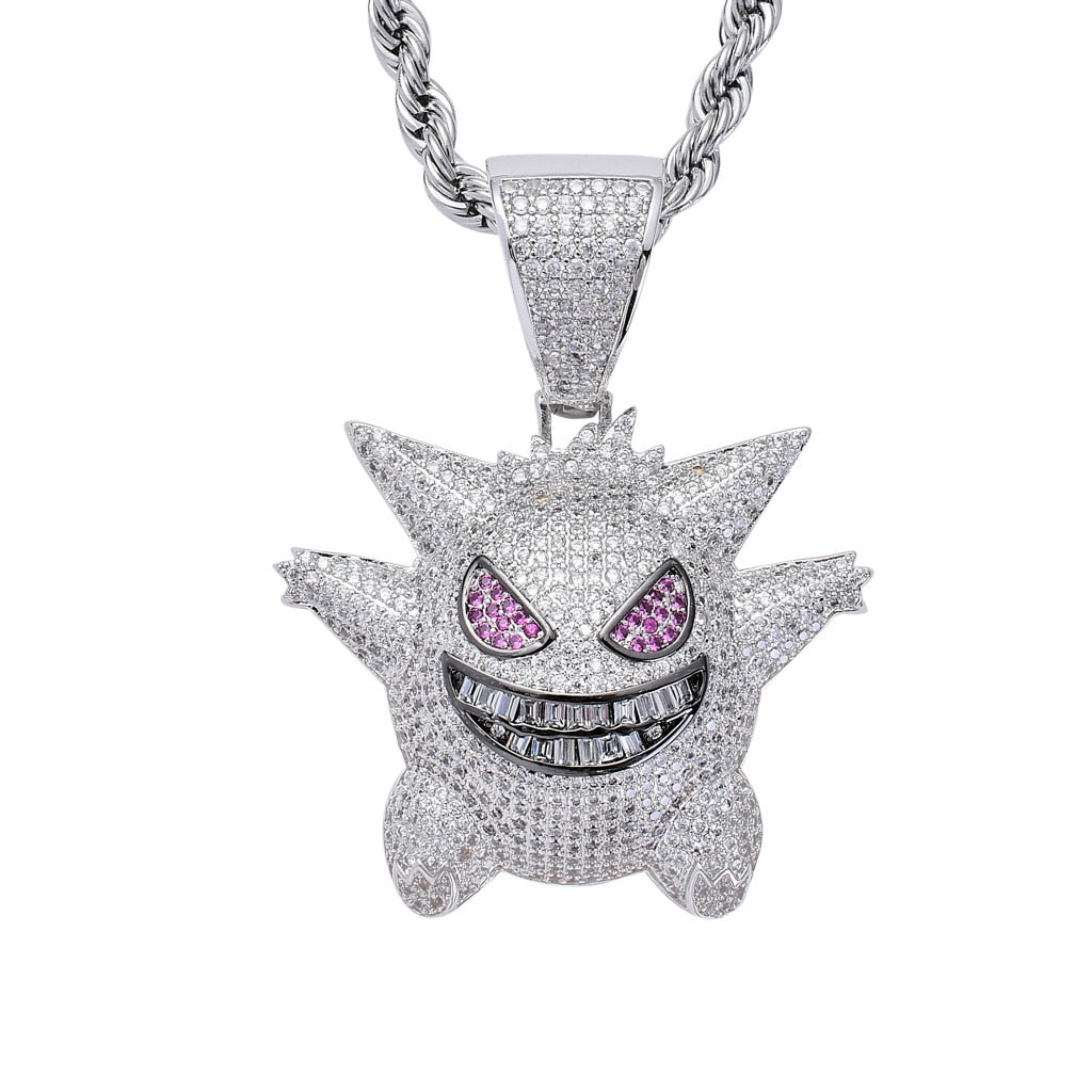 Hip Hop Fierce Shark Inlaid Zircon Pendant Charm Trend Necklace
