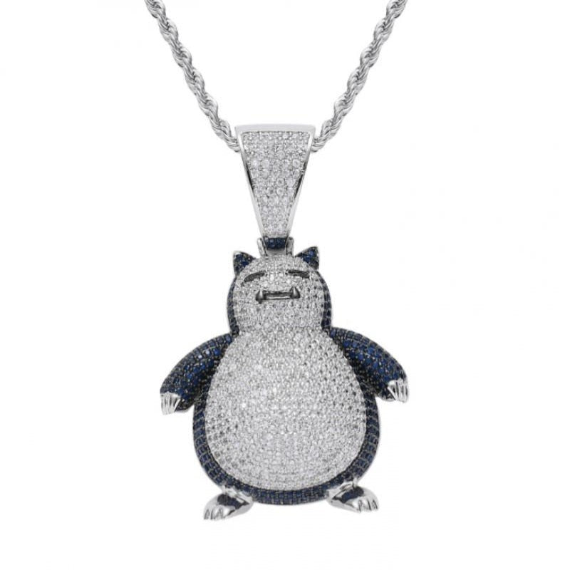 Hip Hop Fierce Shark Inlaid Zircon Pendant Charm Trend Necklace