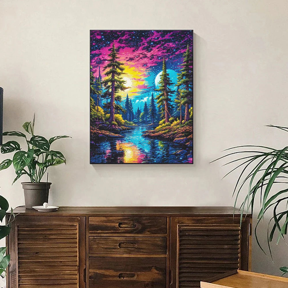 5D Diamond Art Painting Aurora Landscape DIY Mosaic Embroidery Kit