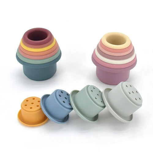 Baby Silicone Stacking Cups – Montessori Hourglass Tower Toy