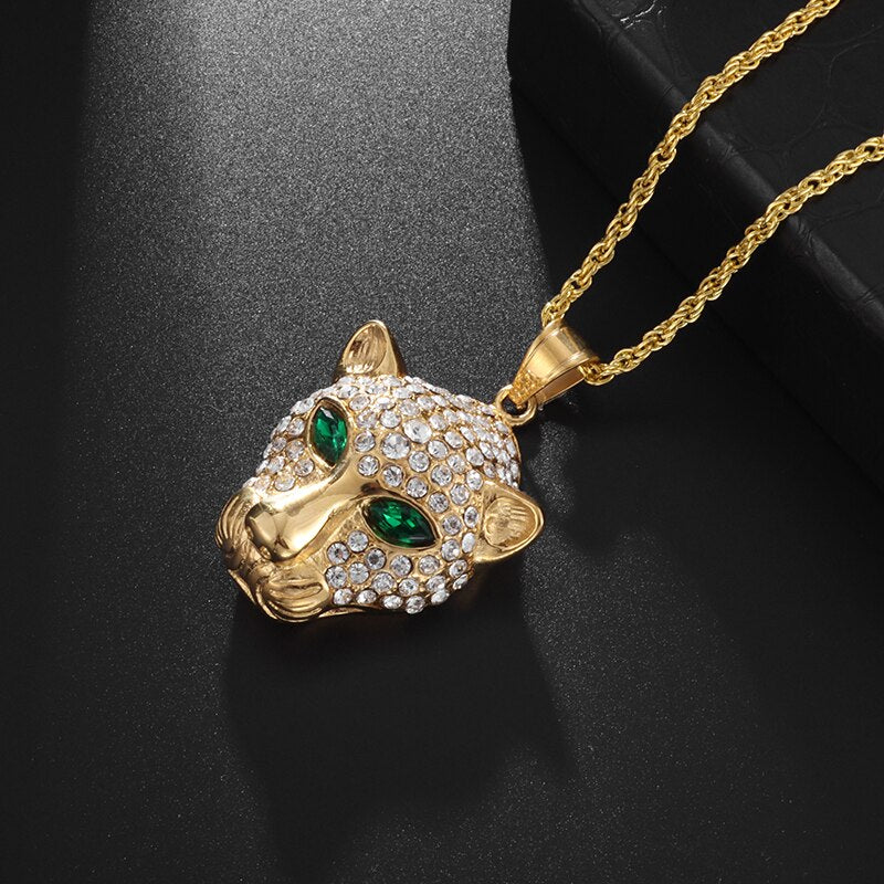 Hip Hop Fierce Shark Inlaid Zircon Pendant Charm Trend Necklace