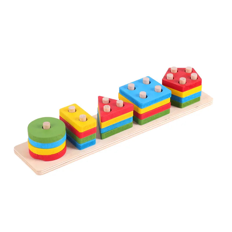 Montessori Wooden Building Blocks – Educational Color & Shape Toy