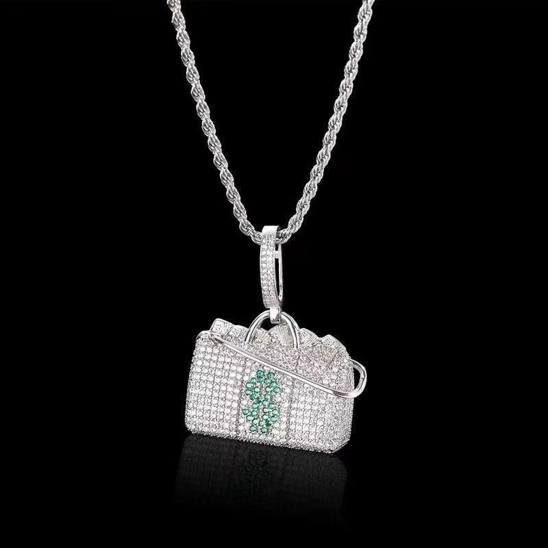 Hip Hop Fierce Shark Inlaid Zircon Pendant Charm Trend Necklace