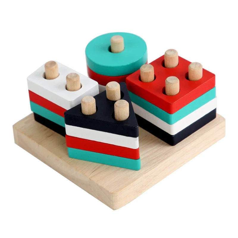 Montessori Wooden Building Blocks – Educational Color & Shape Toy