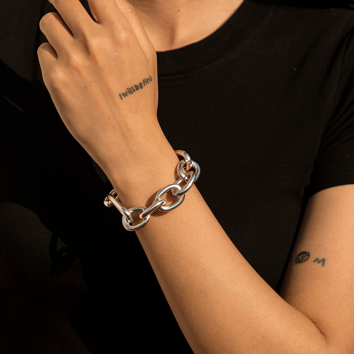 Hip Hop Thick Link Chain Bracelet Women's CCB Material
