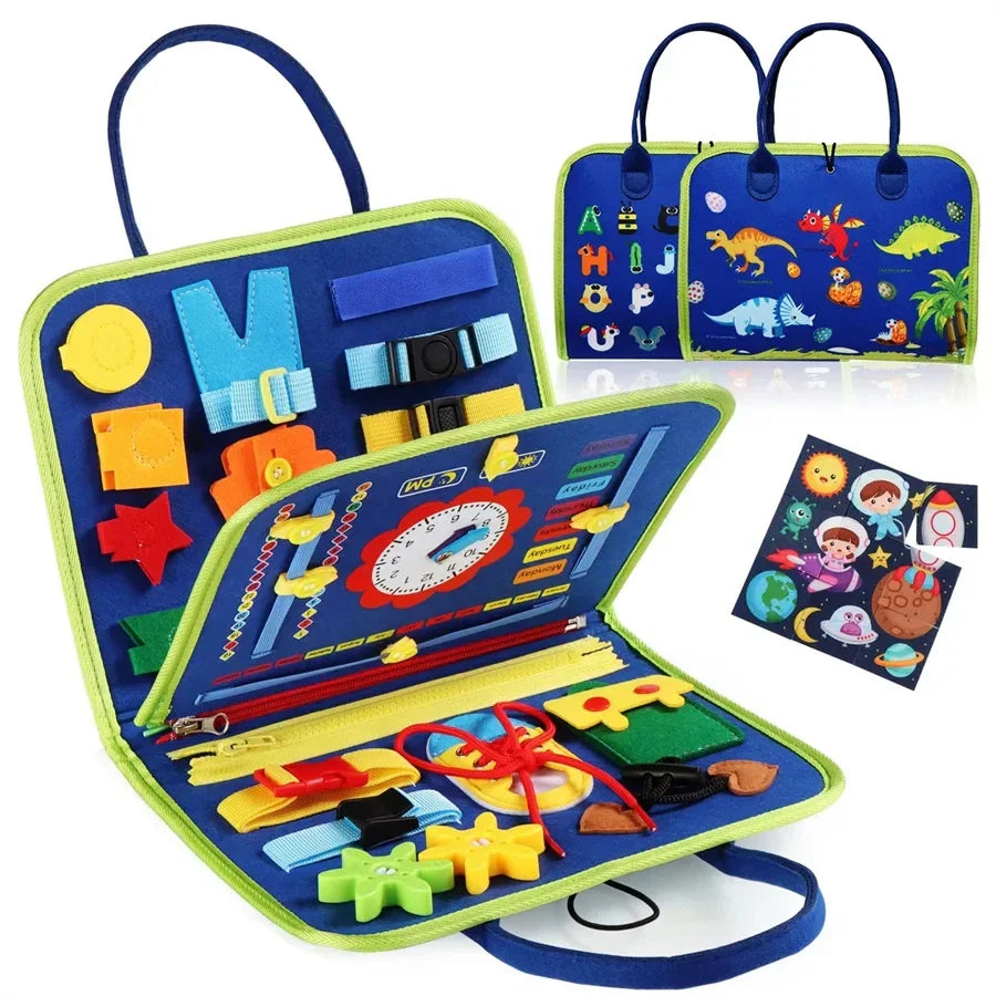 Busy Board Montessori Sensory Toy – Educational Travel Activity Board