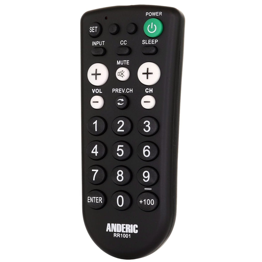 Anderic RR1001 1-Device Universal TV Remote Control with Large Keys for Hospitality