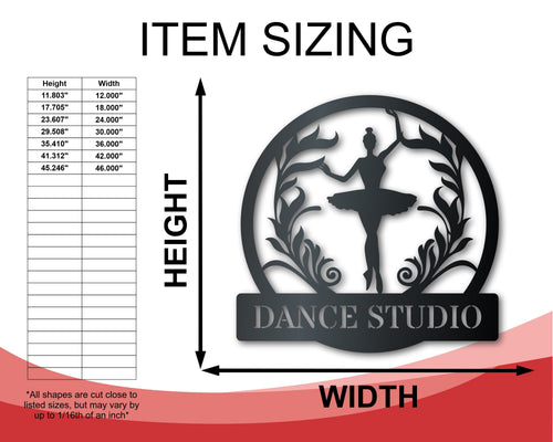 Ballerina Monogram Custom Metal Wall Art | Indoor Outdoor | Up to 46" | Over 20 Color Options