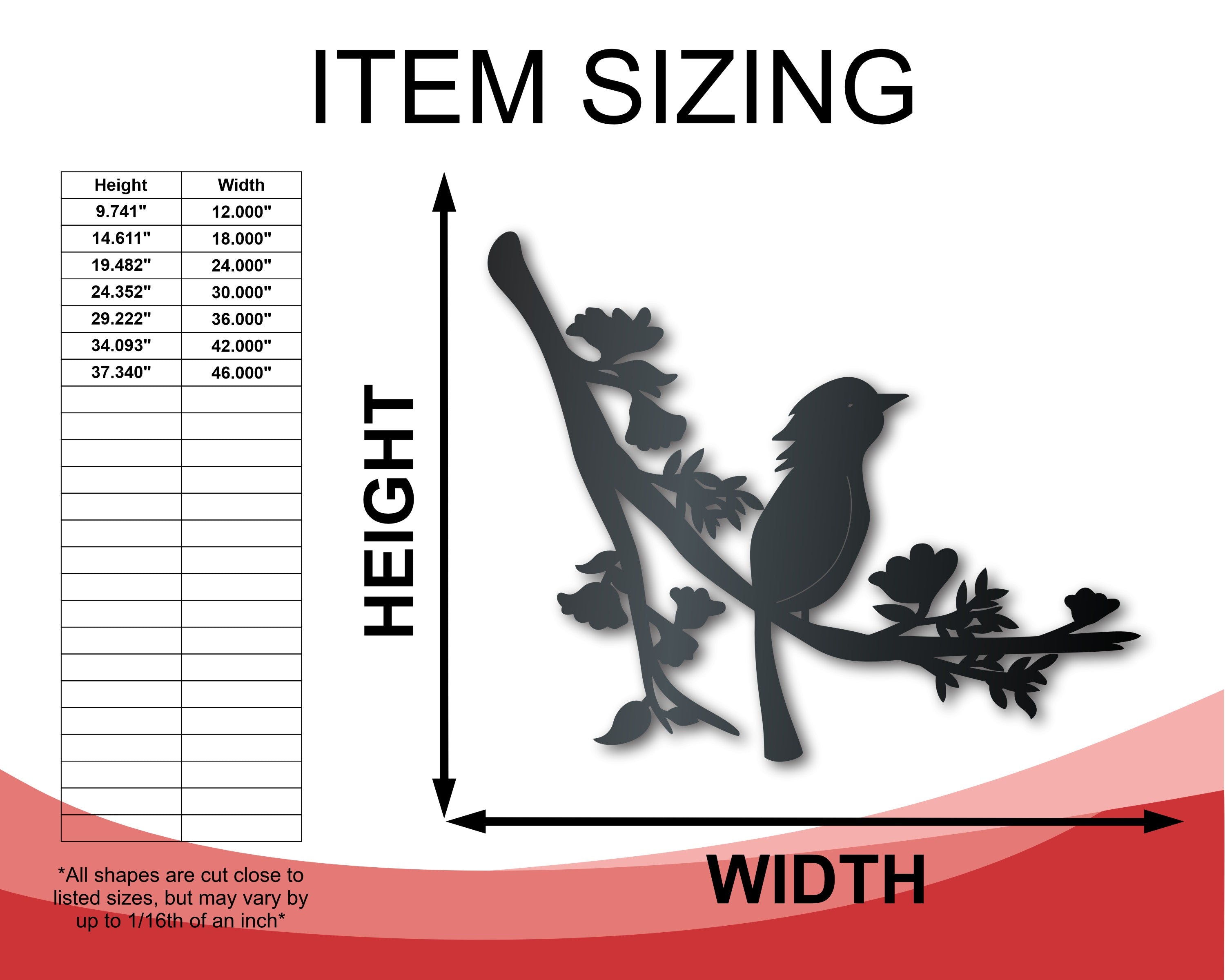 Metal Bird on Branch Wall Art | Metal Garden Decor | Indoor Outdoor | Up to 46" | Over 20 Color Options
