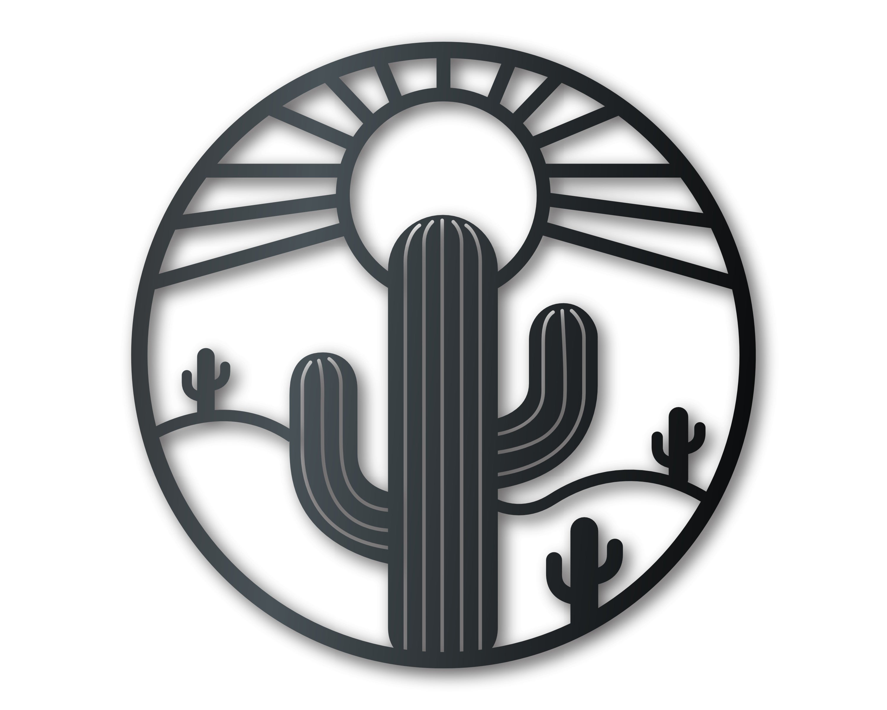 Metal Cactus Sun Wall Art | American Southwest Decor | Indoor Outdoor | Up to 46" | Over 20 Color Options