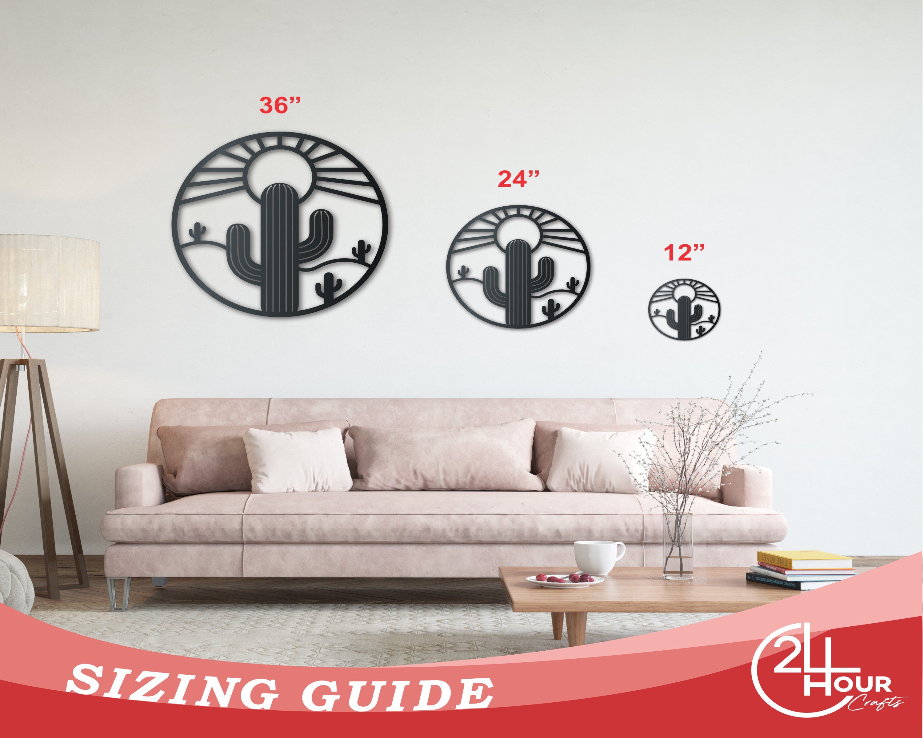 Metal Cactus Sun Wall Art | American Southwest Decor | Indoor Outdoor | Up to 46" | Over 20 Color Options