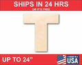 Unfinished Wood Block Letter T - Craft - up to 46" DIY