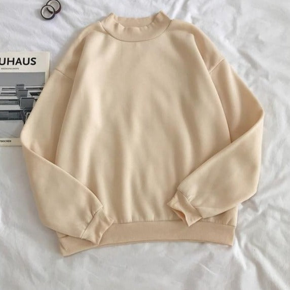 O-neck Hoodies Women Winter Autumn Pullover Sweatshirt Female Pure Color Loose Tracksuit