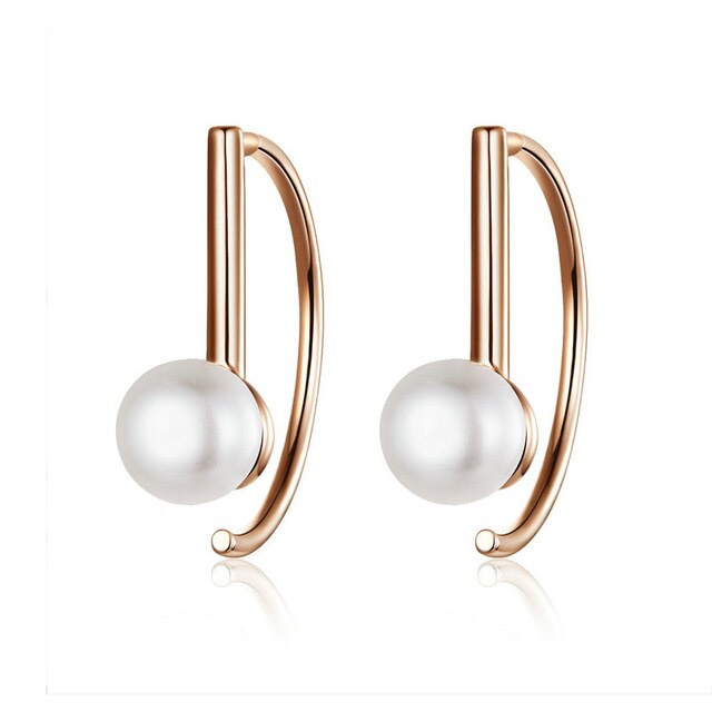 nowadaysfashion Sterling Silver Elegant Round Pure Love Pearl Drop Earrings