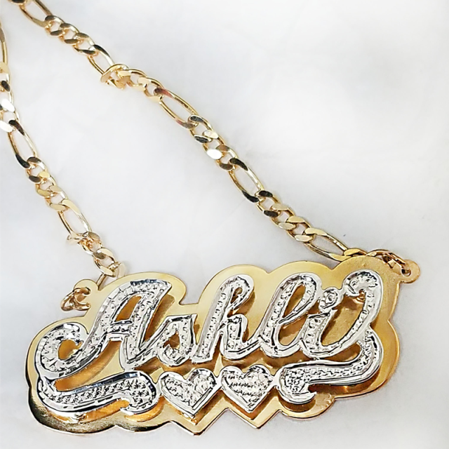 nowadaysfashion Double plate name chokers Silver name chokers Personalized Curb chain name chokers Name plate necklace