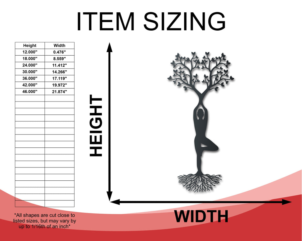 Metal Yoga Tree Pose Wall Art - 14 Color Options
